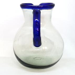 Cobalt Blue Rim 120 oz Pitcher and 6 Drinking Glasses set
